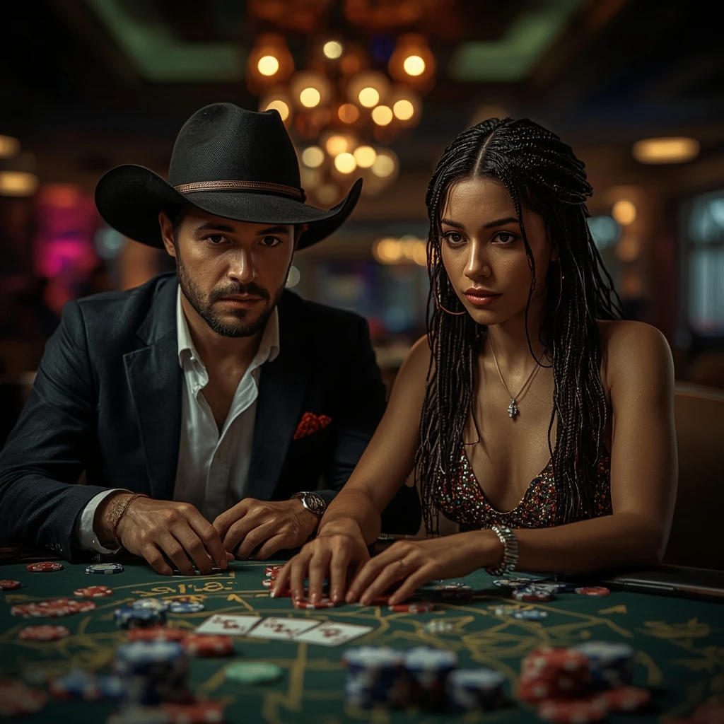photo of two poker players at 1win Casino